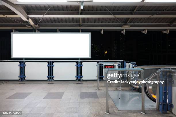 blank billboard on train station - electronic billboard stock pictures, royalty-free photos & images