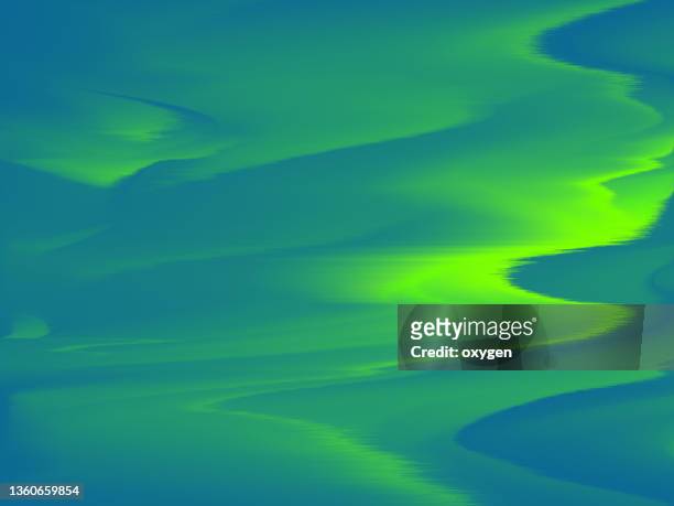 abstract green blue wave zig-zag  motion transparent glitch composition fluid shape abstract background - trippy stock pictures, royalty-free photos & images