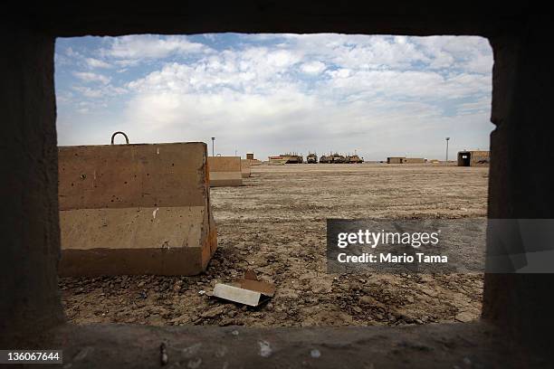 View from a concrete bunker in the nearly deserted Camp Adder, now known as Imam Ali Base, on December 16, 2011 near Nasiriyah, Iraq. Around 500...