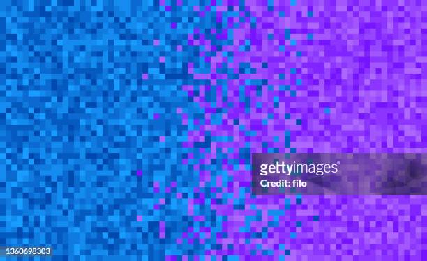 blau vs lila abstrakter pixelhintergrund - pixel art stock-grafiken, -clipart, -cartoons und -symbole