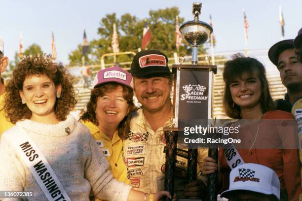 September 25, 1988: Bob Brevak enjoys his moment in victory lane after winning the Snap-On Tools 500 ARCA Series race at Salem Speedway.
