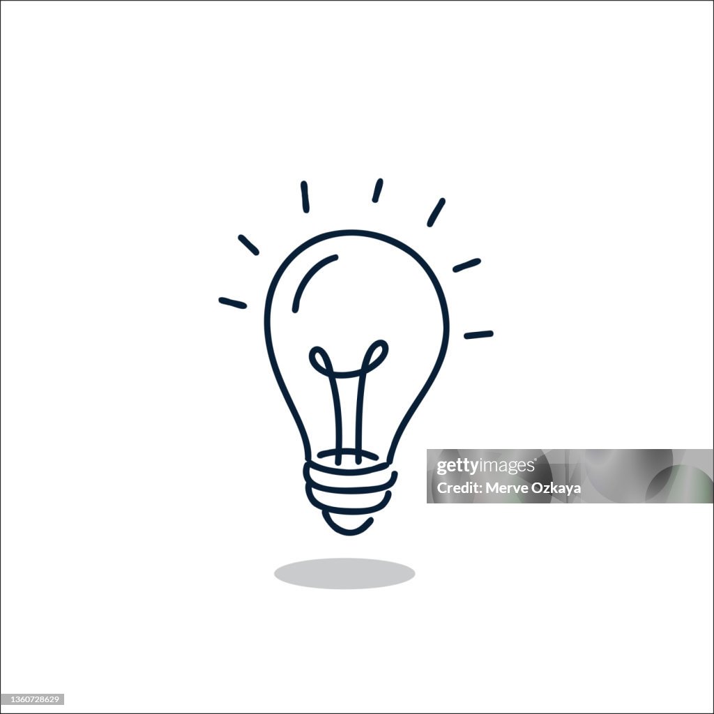 Bombilla dibujada a mano icono de energía e idea