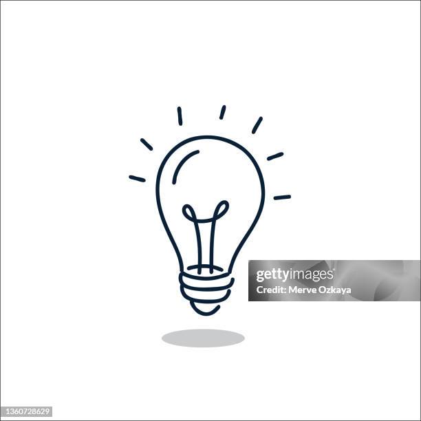 hand drawn light bulb energy and idea icon - metaphor drawing stock illustrations