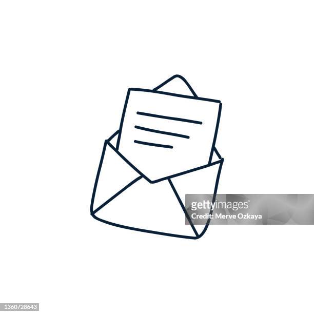 hand drawn open envelope letter icon - kleurenverloop stock illustrations