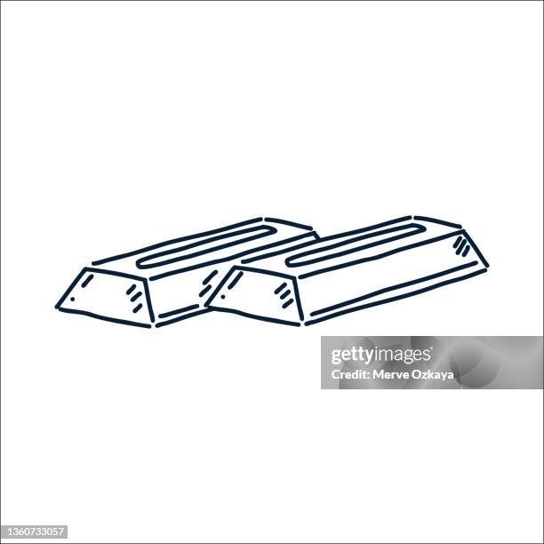 hand drawn gold bar icon - treasury stock illustrations