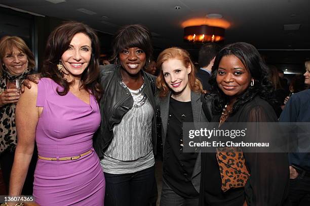 Mary Steenburgen, Viola Davis, Jessica Chastain and Octavia Spencer at a reception celebrating DreamWorks Pictures "The Help" on December 21, 2011 in...