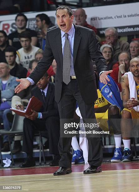 David Blatt, Head Coach of Maccabi Electra Tel Aviv in action during the 2011-2012 Turkish Airlines Euroleague Regular Season Game Day 10 between...