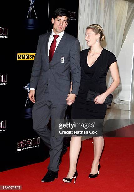 Alistair Cook and his girlfriend Alice Hunt attend the awards ceremony for BBC Sports Personality of the Year 2011 at Media City UK on December 22,...