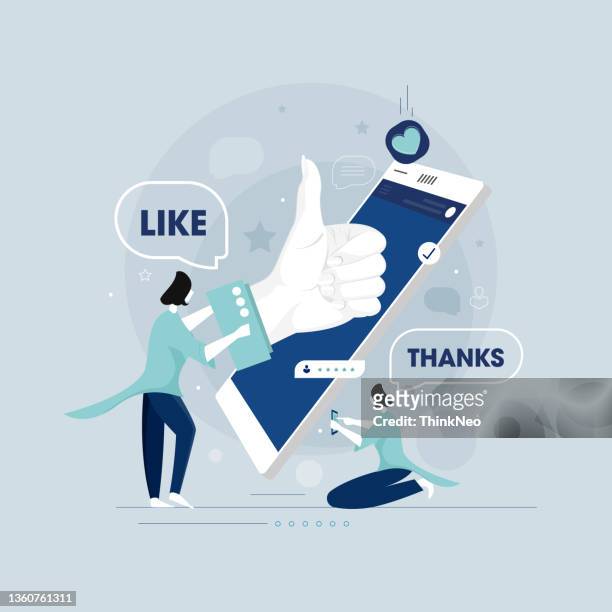customer giving quality feedback, social media review concept - giving feedback stock illustrations