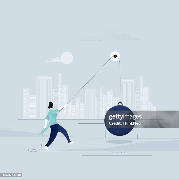 businessmen pulling the rope with never give up attitude, tough business competition - effort stock illustrations