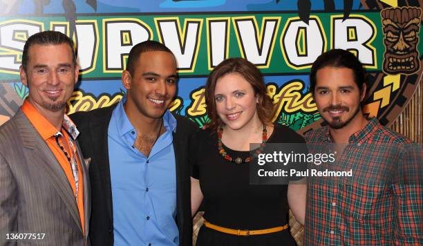 Contestants Benjamin "Coach" Wade, Albert Destrade, Sophie Clarke and Ozzy Lusth attends "Survivor South Pacific" Finale And Reunion at CBS...