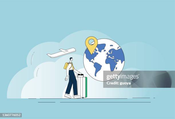 white-collar men are traveling and on business trips. - business travel stock illustrations