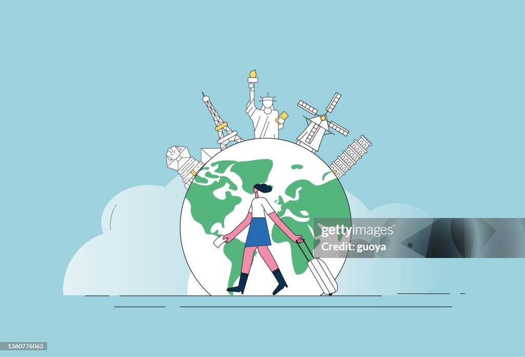 Woman travels all over the world.