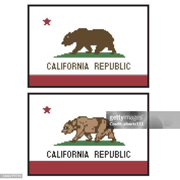 8bit california flagge grafik - san jose kalifornien stock-grafiken, -clipart, -cartoons und -symbole