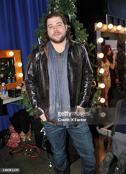 Contestant Josh Krajcik backstage at FOX's "The X Factor" Top 4 to 3 Live Elimination Show on December 15, 2011 in Hollywood, California.