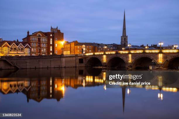 worcester bridge, worcester, worcestershire, england - severn river stock pictures, royalty-free photos & images