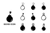 bomb icon set vector design template in white background