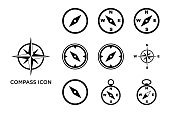 compass icon set vector design template