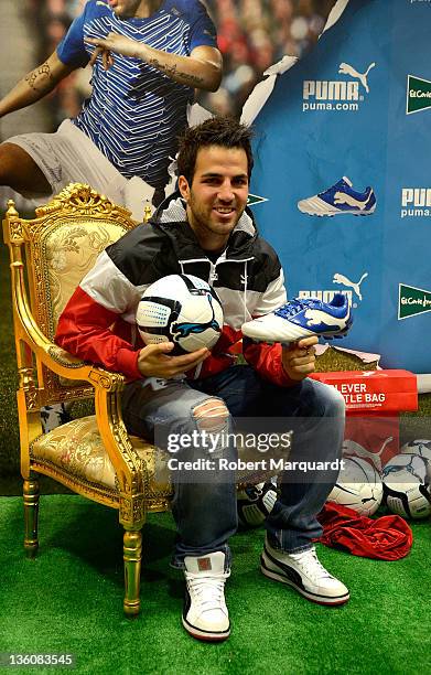 Cesc Fabregas attends a press presentation of the new Puma PowerCat 1.12 shoe at the Corte Ingles store on December 23, 2011 in Barcelona, Spain.