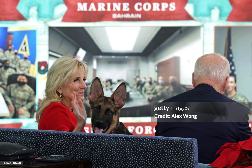 President Biden Meets Virtually With Service Members On Christmas
