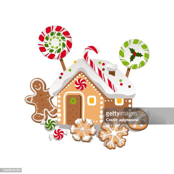 stockillustraties, clipart, cartoons en iconen met gingerbread house - gingerbread house
