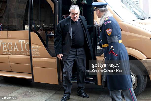 Czech Minister of Foreign Affairs Karel Schwarzenberg arrives for the state funeral of former Czech President Vaclav Havel at St. Vitus Cathedral on...