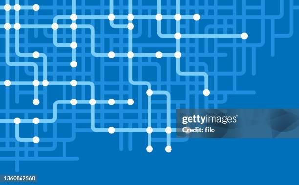 ilustrações de stock, clip art, desenhos animados e ícones de decentralized network nodes connections subway street network abstract background - stripe