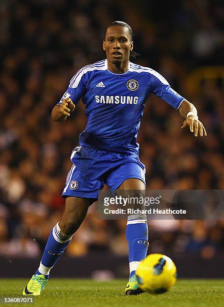 Didier Drogba of Chelsea in action during the Barclays Premier League match between Tottenham Hotspur and Chelsea at White Hart Lane on December 22,...