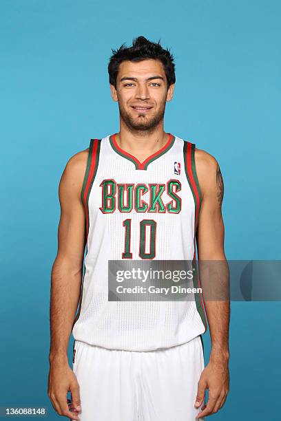 Carlos Delfino of the Milwaukee Bucks poses for a portrait during media day at the Cousins Center on December 10, 2011 in St. Francis, Wisconsin....