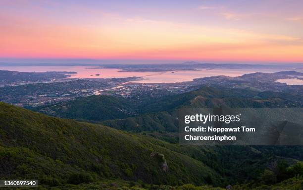 scenic view of san francisco bay area and marin county, california, usa - san francisco bay stock pictures, royalty-free photos & images