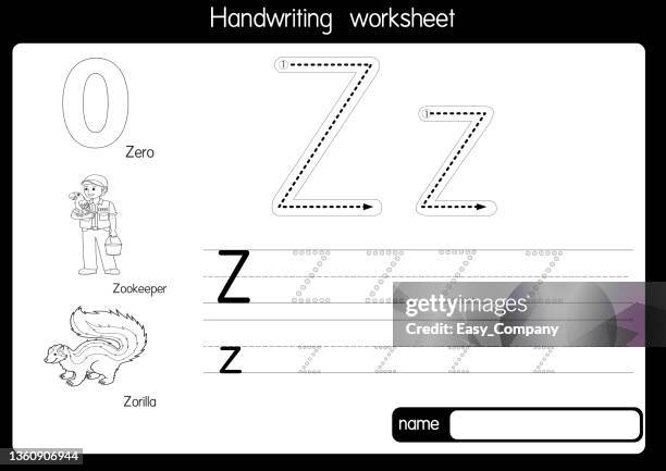 Black And White Vector Illustration Of With Alphabet Letter Z Upper Case Or Capital  Letter For Children Learning Practice Abc High-Res Vector Graphic - Getty  Images