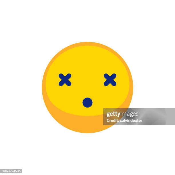 emoticon süßes single-design - schwindelig stock-grafiken, -clipart, -cartoons und -symbole