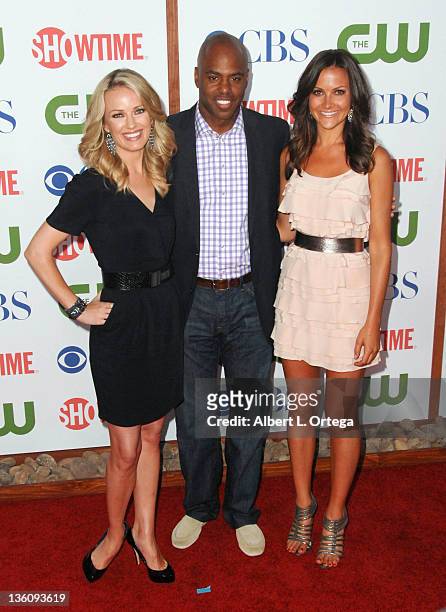 Entertainment Tonight correspondents Brooke Anderson, Kevin Frazier and Christina McCarty arrive at the TCA Party for CBS, The CW and Showtime held...