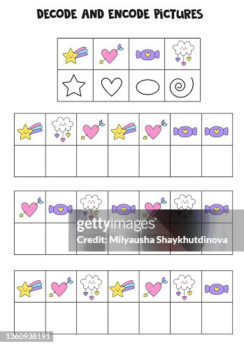 Decode And Encode Pictures Write The Symbols Under Cute Elements High ...