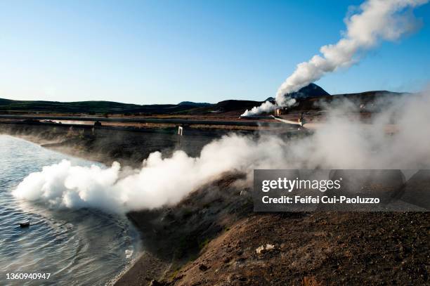 steam at reykjahlíd power station, iceland - geothermal power station ストックフォトと画像