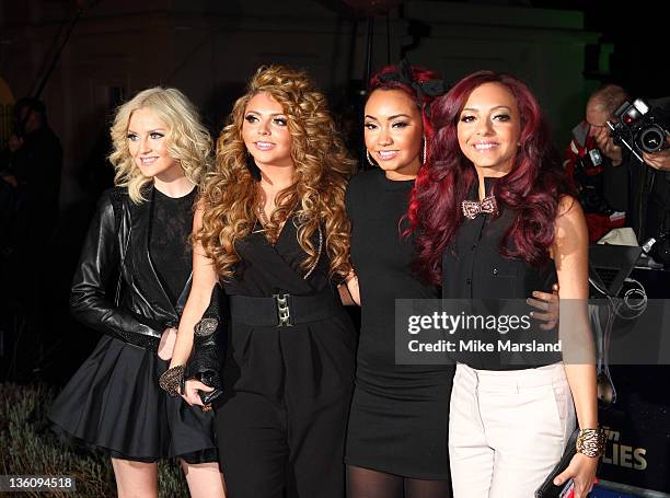 Perrie Edwards, Jesy Nelson, Leigh-Anne Pinnock and Jade Thirlwall of Little Mix attend The Sun Military Awards at Imperial War Museum on December...