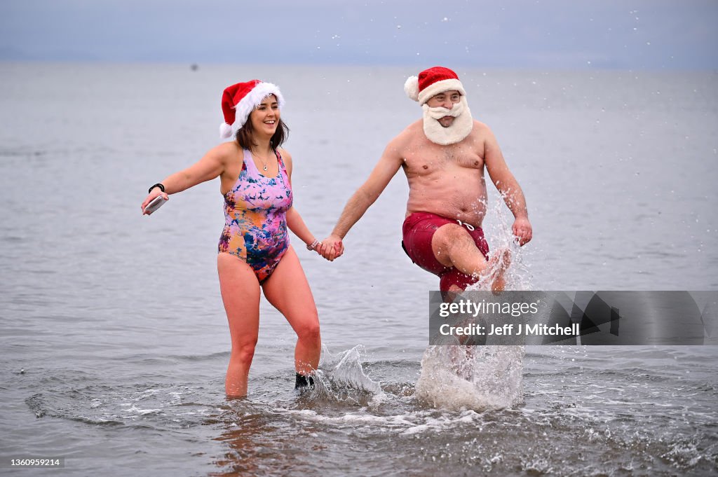 People Take To The Water For Ayrshire's Boxing Day Dip
