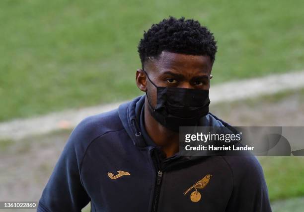 Bali Mumba of Norwich City arrives at the stadium prior to the Premier League match between Norwich City and Arsenal at Carrow Road on December 26,...