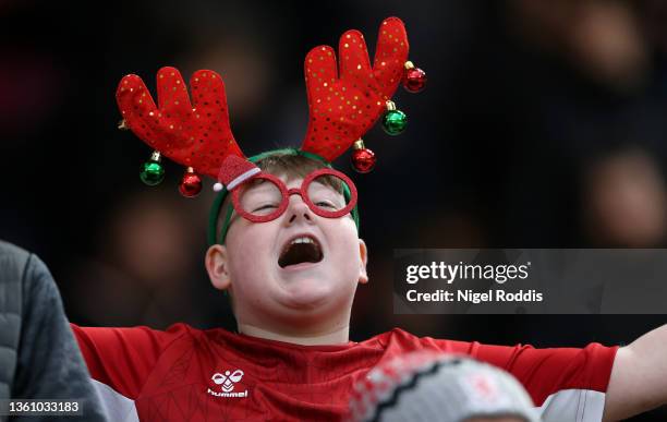 Middlesbrough fan shows their support prior to the Sky Bet Championship match between Middlesbrough and Nottingham Forest at Riverside Stadium on...