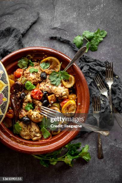 chicken tajine - tagine stock pictures, royalty-free photos & images