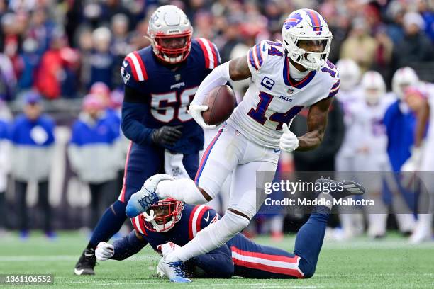 Stefon Diggs of the Buffalo Bills runs the ball during the second quarter against the New England Patriots at Gillette Stadium on December 26, 2021...