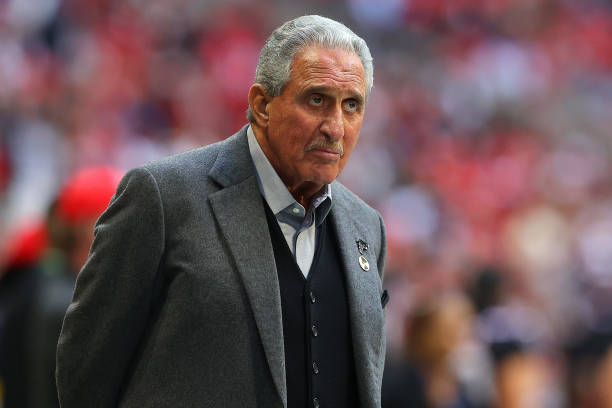 Arthur Blank, Atlanta Falcons Chairman, looks on during the game against the Detroit Lions at Mercedes-Benz Stadium on December 26, 2021 in Atlanta,...