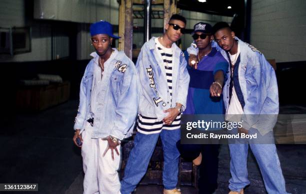 Singers K-Ci , DeVanté Swing , Jo-Jo and Mr. Dalvin of Jodeci poses for photos backstage after their performance at The Arena in St. Louis, Missouri...