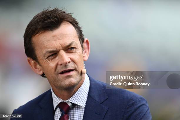 Former Australian cricketer and FOX Sports commentator Adam Gilchrist is seen during day two of the Third Test match in the Ashes series between...