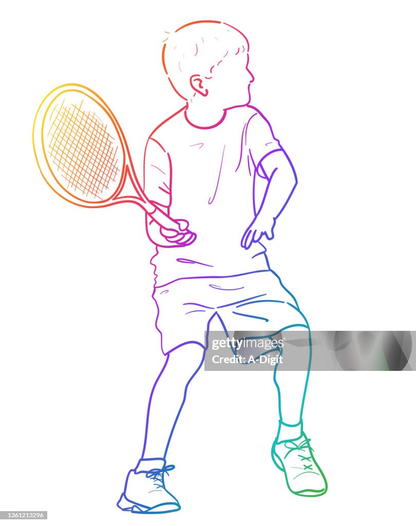 Boy Tennis Stroke Rainbow