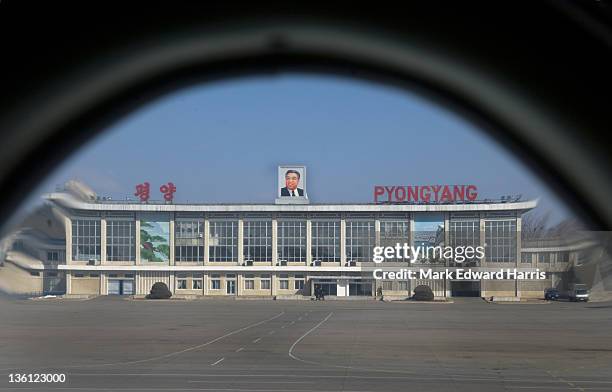 View of Sunan International Airport from a Russian built Air Koryo airplane on February 23, 2008 in Pyongyang, North Korea.