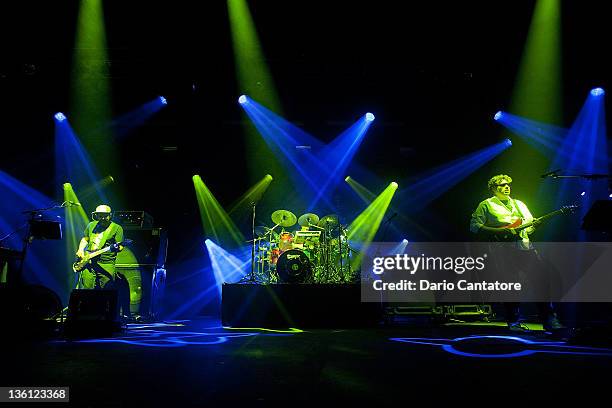 Marc Brownstein and Jon Gutwillig of the Disco Biscuits perform at Best Buy Theater on December 26, 2011 in New York City.