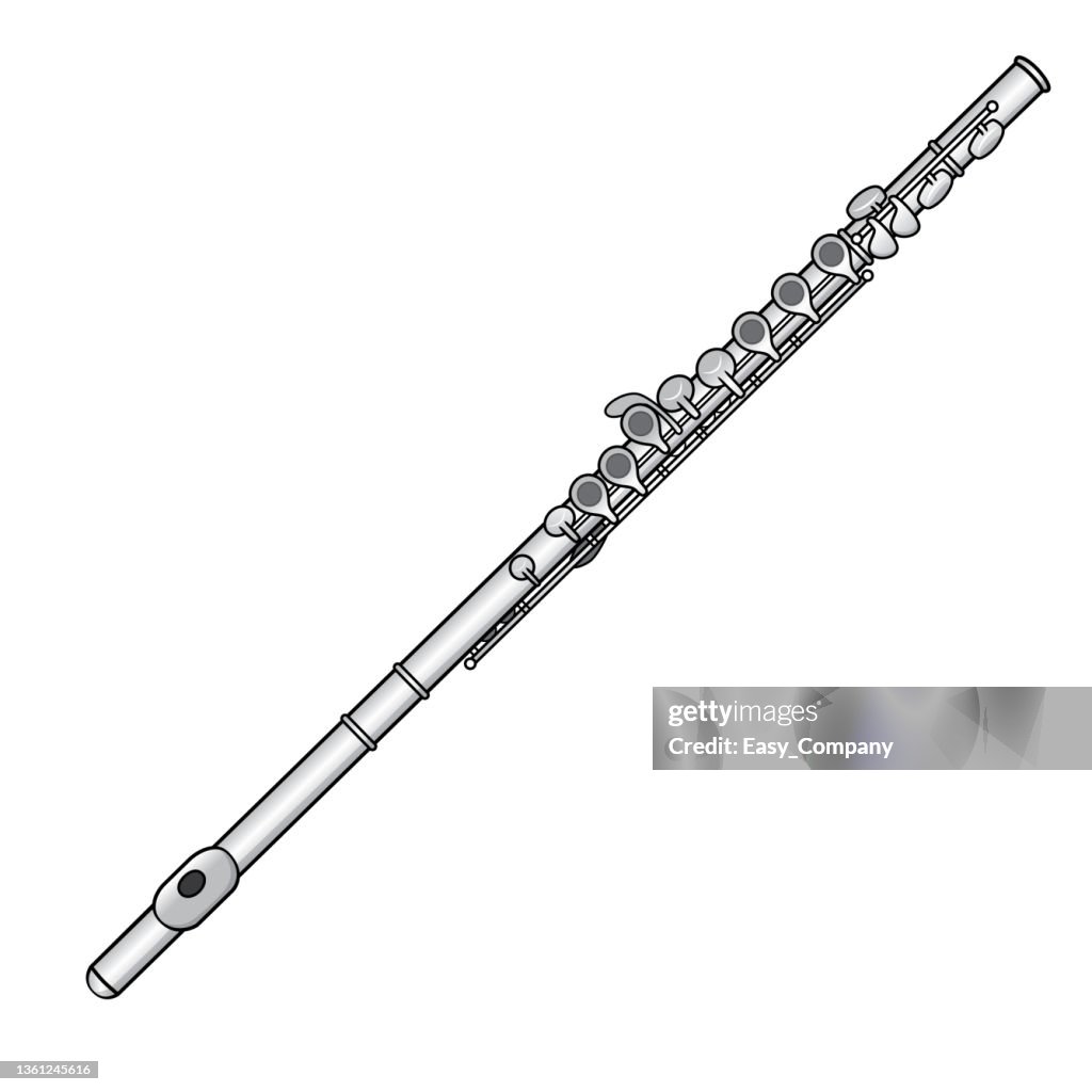 Illustration vectorielle en couleur des pages de livres de coloriage d’activités pour enfants avec des images de flûte d’instrument.