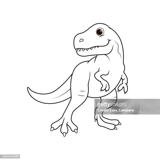 ilustrações, clipart, desenhos animados e ícones de ilustração vetorial em preto e branco de páginas de livros de colorir atividades infantis com fotos de dinossauro animal. - tiranossauro rex