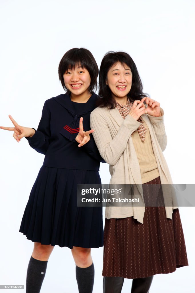 Portrait of Japanese mother and daughter